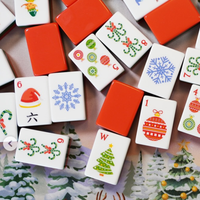 Moderno Juego de Mahjong Americano Rojo Navideño, Juego de Fichas de Acrílico Portátil para Entretenimiento y Juego