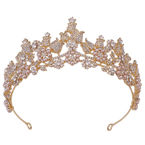 Tiaras y Coronas de Novia <span class=keywords><strong>2023</strong></span>, Tiara de Flores de <span class=keywords><strong>Rosa</strong></span> Artificial de Yiwu, Corona de Princesa Real - Product Image 2