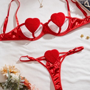 Conjunto de Lencería Sexy para Mujer, Bikini Rosa con Aberturas, Estilo Femenino y Juvenil, Sujetador de Tres Puntos - Product Image 3