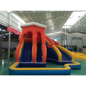 Jouets de jeu gonflables drôles toboggan commercial sec/humide <span class=keywords><strong>pour</strong></span> enfants grand toboggan combiné avec <span class=keywords><strong>piscine</strong></span> et objectif de cerceau à vendre - Product Image 2