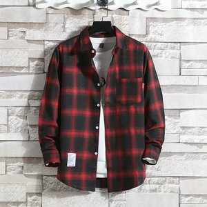 RNSHANGER Otoño Hombres <span class=keywords><strong>Camisa</strong></span> de <span class=keywords><strong>manga</strong></span> <span class=keywords><strong>larga</strong></span> a cuadros Moda coreana Camisas elegantes y juveniles Camisas clásicas delgadas Slim Fit Camisas de bolsillo - Product Image 4