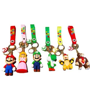LINDA toy New arrivals Super Mario cartoon cute Mario keychain bubble dragon Mario keychain figure soft rubber pendant
