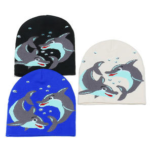 FF4893 cappellini invernali Unisex in maglia Unisex in acrilico senza tesa cappelli da donna caldi a maglia berretto con teschio modello delfino Y2K berretti - Product Image 1