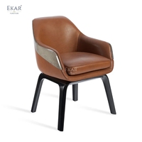 Chaise de salle à manger de luxe moderne, design italien, fauteuil rembourré en cuir pour la maison et les projets de restauration