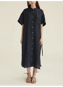 OEM estate manica corta scollo a V etnico stile Boho ricamo Maxi Vestidos Casual abito di lino per le donne - Product Image 3