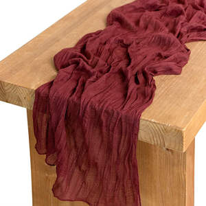 Dark <b>Blue</b> Woven 100% Polyester Cheesecloth Table <b>Runner</b> for Moody and Dramatic Decor - Product Image 5