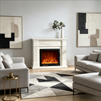 Support TV avec foyer électrique moderne, chauffage de luxe, flammes réalistes et design élégant