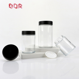 Premium Round Clear Glass <b>Bottle</b> Jar With Black Aluminum Lid 1oz 2oz 3oz 4oz 5oz 6oz Food Grade Empty Glass Vessel - Product Image 2