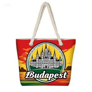 Bolsa de playa de lona con logotipo personalizado bolsa de asas de recuerdo de viaje Hungría turismo <span class=keywords><strong>Castillo</strong></span> de <span class=keywords><strong>Budapest</strong></span> bolsa de lona con medalla de oro - Product Image 2