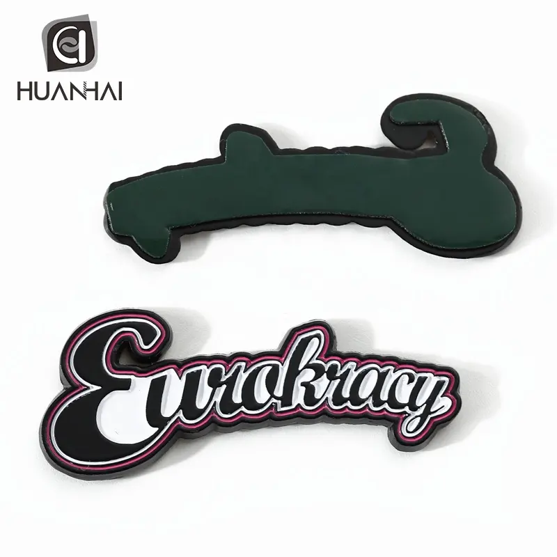 Pelat Nama Stiker Huruf Logo Enamel Lembut Logam Hitam Matt Kustom