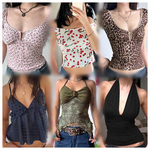 Tops Cortos Y2K de Verano para Mujer de Entrega Aleatoria, Venta al por Mayor de Tops tipo Corsé sin Mangas con Cuello Halter y Chalecos Casuales con Letras para Chicas - Product Image 5
