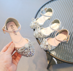 New High-heeled Pointed Toe Hollow Princess <b>Sandals</b> for Girls and Children's Performance Dress Shoes - Product Image 6