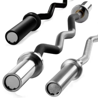 Barre de musculation EZ Curl Dinuo de 1,2 m (47 po) avec 2 roulements, en acier allié chromé, pour entraînement de force en salle de sport, poids libre