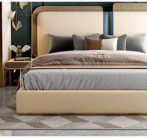 Juego de Muebles de Dormitorio con Cabecera Alta Tapizada en Cuero, Estilo Moderno, Cama King Size de Lujo Italiana <span class=keywords><strong>2023</strong></span> - Product Image 1