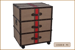 Decorative Canvas Covered Wooden Storage <strong>Trunk</strong> Style <strong>Coffee</strong> <strong>Table</strong> With Wheels - Product Image 5