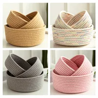 Fil de coton tissé panier de rangement bijoux boîte de rangement de bureau télécommande petit panier cosmétiques finition conteneur