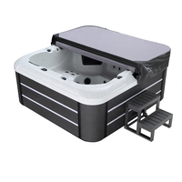 Bain à remous extérieur en acrylique de qualité supérieure, spa pour 5-6 personnes avec jets de massage puissants, double pompe, éclairage LED, pour la maison et le jardin