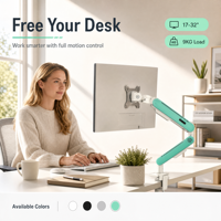 Support d'écran articulé à ressort mécanique 17-32 pouces, fixation ergonomique de bureau à pince C, sans outil, support de moniteur VESA pour bureau et domicile