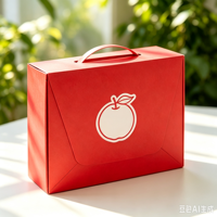 Boîte cadeau de fruits personnalisée pour Noël, rouge avec poignée, robuste et durable, très vendue