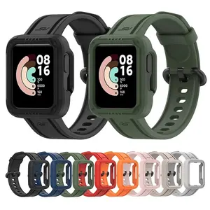 Pour Redmi Watch 2 Lite/Mi Watch Lite Watch 2 Bracelet de Sport antidérapant Bracelet armure bande TPU intégrée + étui