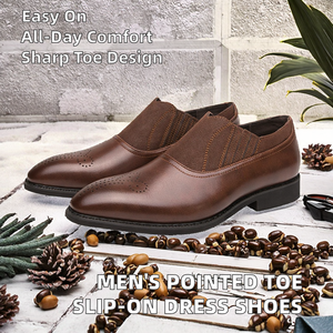 Zapatos de Vestir Formales para Hombre, Negros y Marrones, con Punta en Pico, Suaves, de PU, Antideslizantes, Transpirables, para Primavera/Verano, para Oficina - Product Image 2