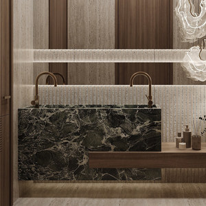 Custom-Made Light Luxury High-End Stone Slab Bathroom Vanity Seamless Integrated Basin and <b>Floor</b>-<b>Standing</b> Base - Product Image 2