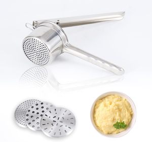 Prensa de Patatas de Acero Inoxidable con 3 Discos, Utensilio de Cocina para Puré de Patatas, Prensa Manual, Colador de Alimentos para Bebés, Exprimidor de Frutas, Apto para Lavavajillas - Product Image 1