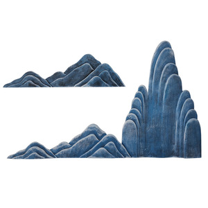 Décoration murale 3D style chinois, motif montagne, bleu clair, en acier inoxydable, forme irrégulière, pour la maison - Product Image 3