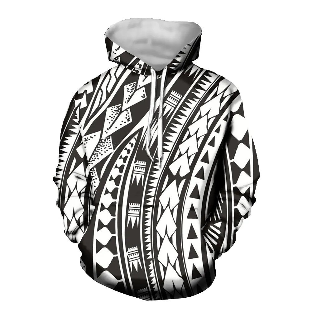 Alta calidad sudaderas con capucha para mujeres de blanco y negro de la Polinesia Samoa de sudaderas con capucha ropa de otoño ropa de mujer sudaderas con capucha sudadera