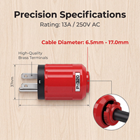 Conector de Alimentación CA de 3 Pines XSSH HIFI, Latón Chapado en Oro Rodio, 15A con Fusible, Conector Eléctrico con Orificio para Cable de 6.5 a 17mm