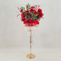 Support floral haut en métal doré et acrylique cristallin, idéal pour les mariages, les fêtes et les banquets – Décoration de table.