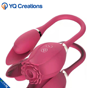 Vibromasseur en Silicone pour femme, jouets sexuels en forme de Rose, vibromasseur de langue, rouge et Rose, succion pour mamelon, 4 pièces - Product Image 5
