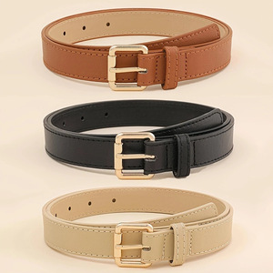 <span class=keywords><strong>Ceinture</strong></span> fine <span class=keywords><strong>en</strong></span> <span class=keywords><strong>cuir</strong></span> PU pour <span class=keywords><strong>femme</strong></span>, boucle ardillon <span class=keywords><strong>en</strong></span> alliage, style décontracté, largeur 2,4 cm, marron, pour jeans et robes - Product Image 1