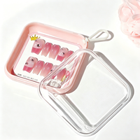Boîte d'emballage pour faux ongles en acrylique avec cordon, étui de présentation carré transparent pour bijoux, vente en gros de luxe pour ongles
