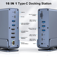 Station d'accueil USB-C Mindpure 16 en 1 avec double sortie vidéo 4K MST, USB 3.2 10 Gbps, RJ45, adaptateur hub PD 100 W pour MacBook, ordinateur portable, PC