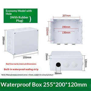 255x200x120mm IP65 <b>Waterproof</b> <b>Junction</b> <b>Box</b> with Rubber Plug Pre-drilled Holes Built-in Sealing Strip Economy Model Terminal <b>box</b> - Product Image 1