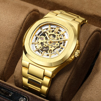Montre mécanique automatique pour homme - Cadran ovale lumineux de marque, aiguilles, boîtier en alliage