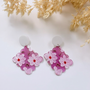 Pendientes de moda con diseño floral bordado en rosa, juego de 12 piezas para mujer, accesorios. - Product Image 3