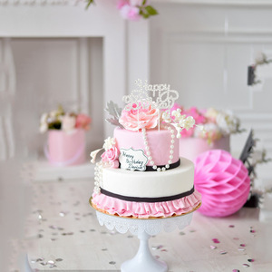 Accessoire de gâteau d'anniversaire en métal avec lettres en strass, style européen et américain, pour la décoration de gâteaux de fête - Product Image 2