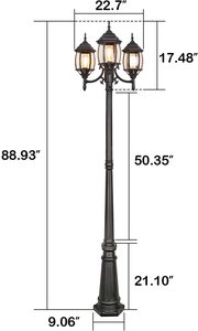 Lampadaire de jardin extérieur en laiton avec abat-jour en verre, luminaire détachable, capteur de mouvement LED, lumière blanc chaud 2700K, AC 220V, IP66 - Product Image 2
