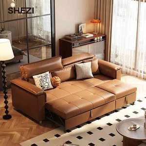 SHEZI canapé de salon en cuir moderne style <span class=keywords><strong>italien</strong></span> fonction électrique canapé pour trois personnes canapé-<span class=keywords><strong>lit</strong></span> de rangement <span class=keywords><strong>escamotable</strong></span> - Product Image 1