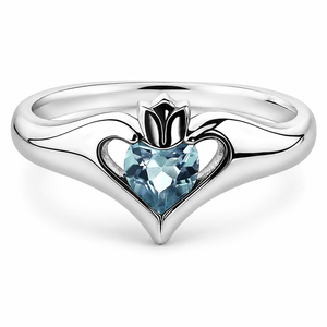 Anello con Zircone Ocean Heart per Donne, Elegante Gioiello da Indossare all'Indice - Product Image 1