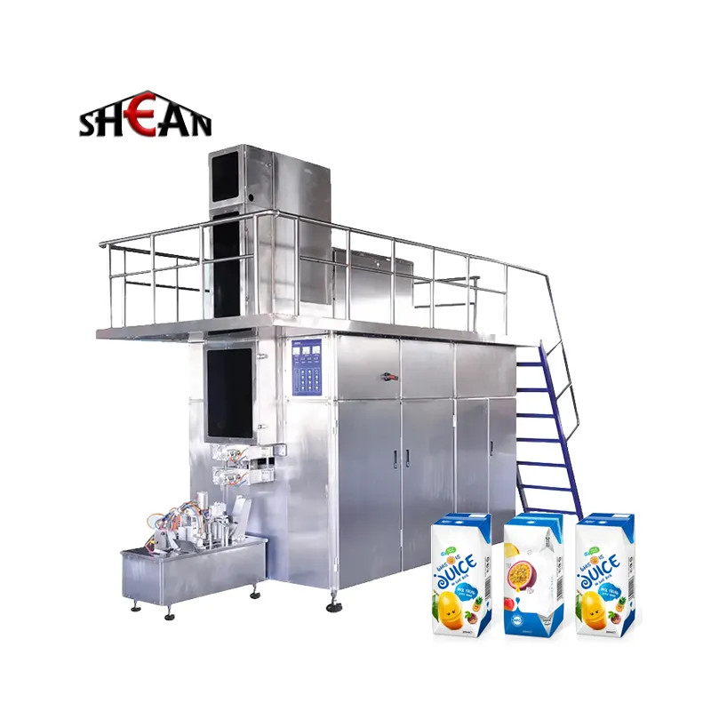 Automatic 125ml 200ml 250ml fruit juice milk carton box filling packaging packing machine