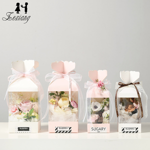 Qiao — boîte à fleurs roses de bonne qualité, 5 pièces/paquet, en papier, d'emballage cadeau en PVC, 3 tailles, vente en gros - Product Image 6