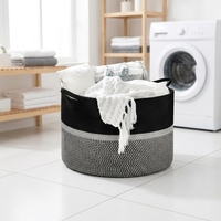 Grand panier à linge en corde de coton avec poignées, couleurs et tailles personnalisables, panier de rangement tissé pour la maison, la chambre et la salle de bain