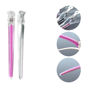 Pinces à cheveux <span class=keywords><strong>bec</strong></span> de canard en plastique transparent coloré, sans pli, sans couture, pour salon de beauté, avec logo personnalisé, pour barbier et coiffure - Product Image 3