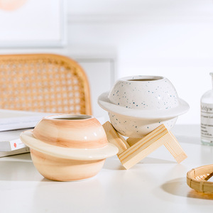 Vente chaude mignon en céramique planète forme pot de fleurs moderne sphérique bonsaï <span class=keywords><strong>vase</strong></span> planteur succulent planteur <span class=keywords><strong>vase</strong></span> <span class=keywords><strong>pour</strong></span> la décoration intérieure - Product Image 2