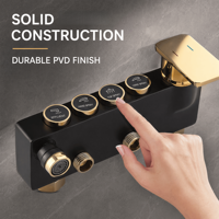 Système de douche de salle de bain moderne en noir poli pour hôtel, ensemble complet, mitigeur triple poignée pour baignoire, thermostat chaud/froid