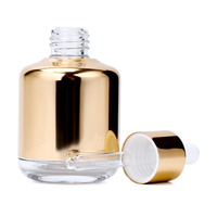 Flacon compte-gouttes en verre pour huile essentielle pour cheveux et visage, 20 ml, 30 ml, 40 ml, 50 ml, 60 ml, avec revêtement en verre et coque en aluminium plaqué or