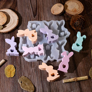 Moule à colle pour <span class=keywords><strong>bricolage</strong></span> Pâques 7 Soins <span class=keywords><strong>Lapin</strong></span> 2 Moule en silicone Plâtre Bougie Décoration - Product Image 1